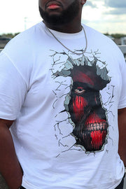 Loose Casual Plus Size Men's T-Shirt with Horror Devil Print