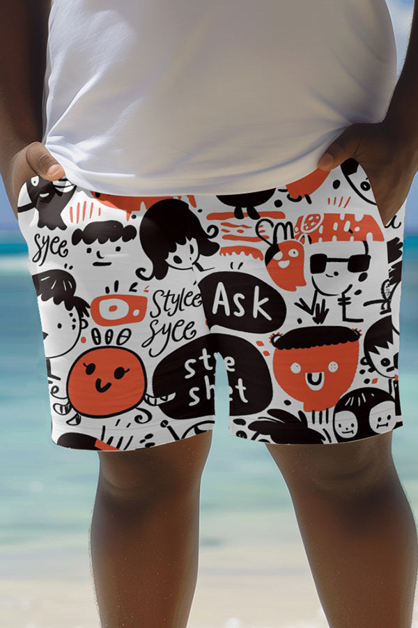 Unique Printed Loose Pocket Beach Shorts