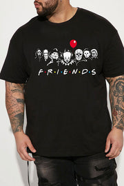 Loose Casual Men's Plus-size T-shirt Spoof "Friends" Clown Fun Print