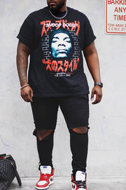 Plus-size Men's Loose Casual T-shirt Street Hip-hop Rock Music