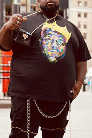 Men's Plus Size Street-Style 3D Printed T-Shirt with Rock Music Icon Portrait