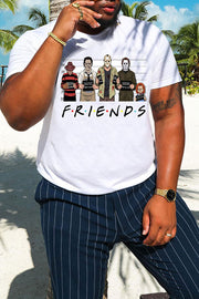 Loose Casual Men's Plus-size T-shirt Spoof "Friends" Clown Fun Print