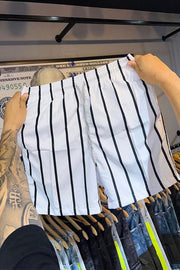 Loose Casual Plus Size Men's Beach Shorts Striped Print