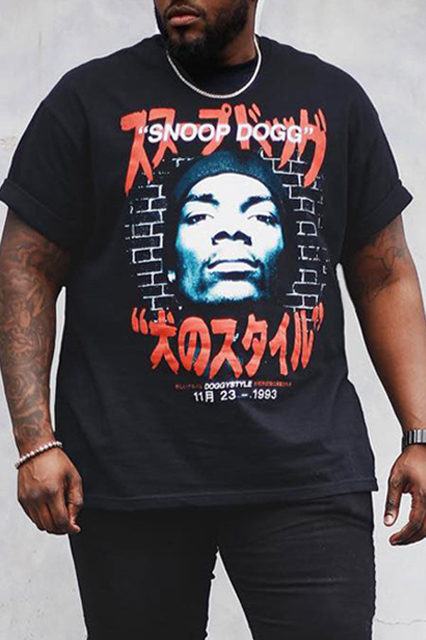 Plus-size Men's Loose Casual T-shirt Street Hip-hop Rock Music