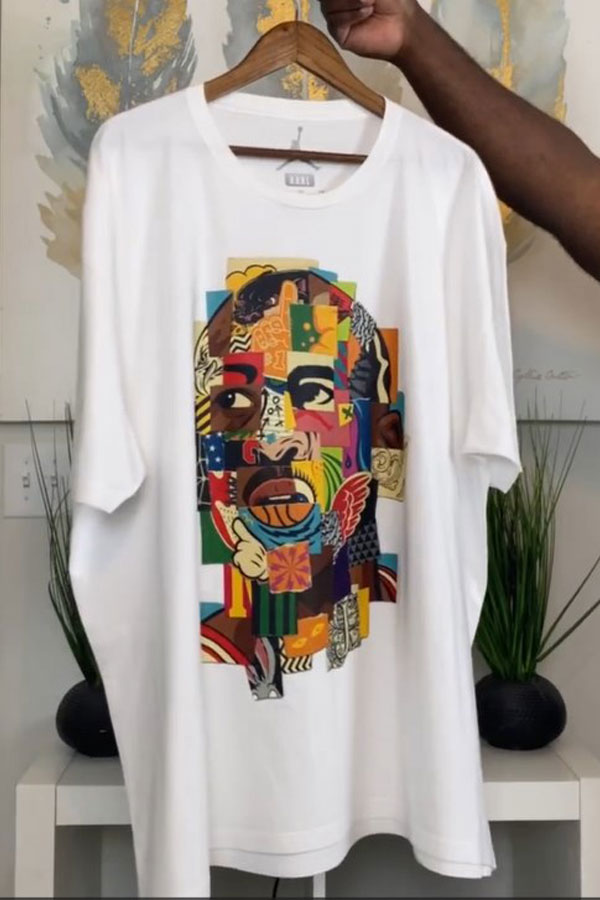 Loose Casual Plus-size Men's Vintage T-shirt Head Print