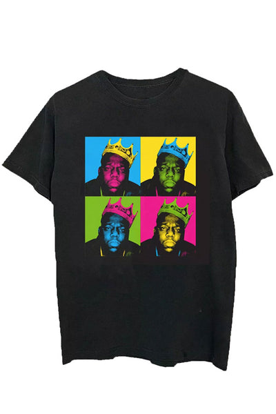 Loose Casual Plus-size Men's Vintage T-shirt Notorious Big Head Print