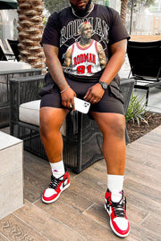 Loose Casual Plus Size Men's T-Shirt with “Dennis Rodman” Basketball Print