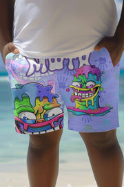 Unique Printed Loose Pocket Beach Shorts