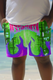 Unique Printed Loose Pocket Beach Shorts