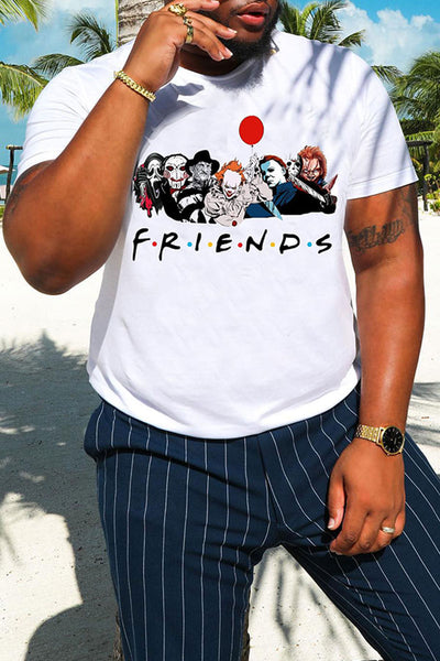 Loose Casual Men's Plus-size T-shirt Spoof "Friends" Clown Fun Print