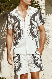 Men's Hawaiian Holiday Short-Sleeve Shirt and Shorts Set - Floral Printing