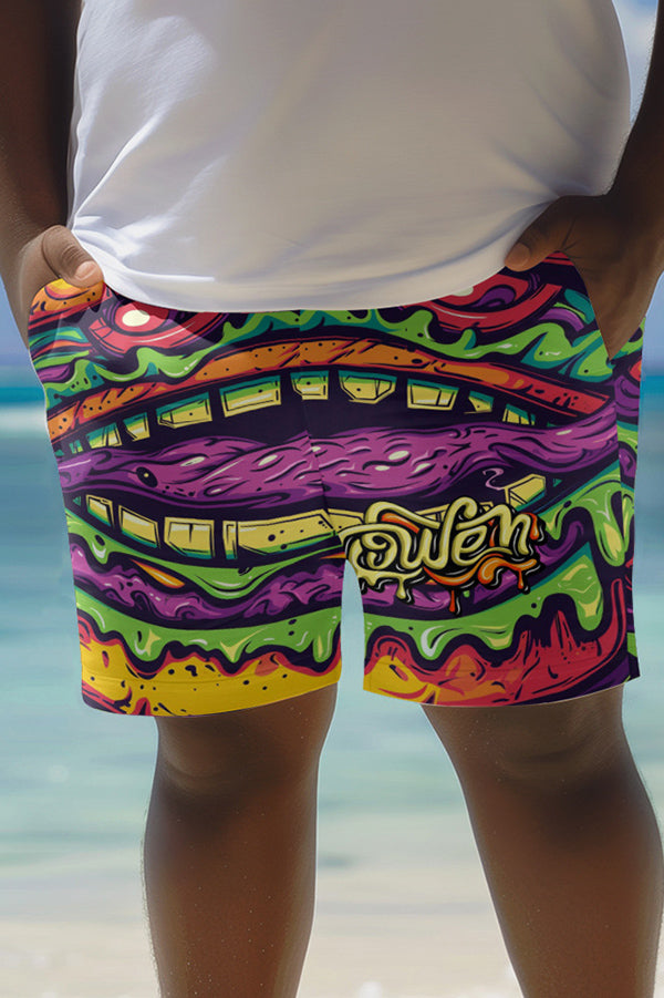 Unique Printed Loose Pocket Beach Shorts