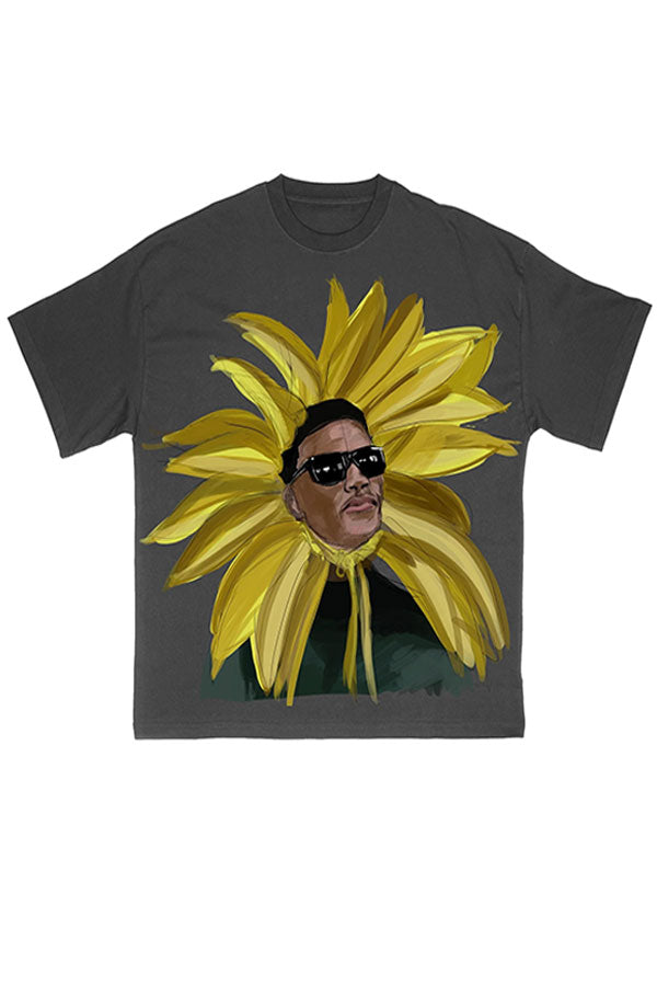 Men's Plus-size Casual T-shirt Vintage Will Smith Sunflower Print "Fresh Prince of Bel-Air"