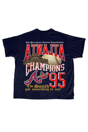 Loose Casual Plus Size Men's Vintage T-Shirt with “ATL "Braves” Print