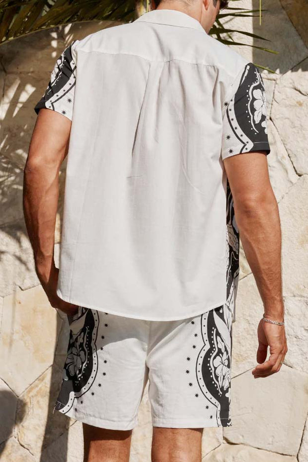 Men's Hawaiian Holiday Short-Sleeve Shirt and Shorts Set - Floral Printing