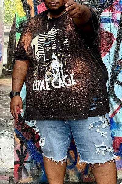 Loose Casual Men's Plus-size T-shirt Rock Music Figure Print