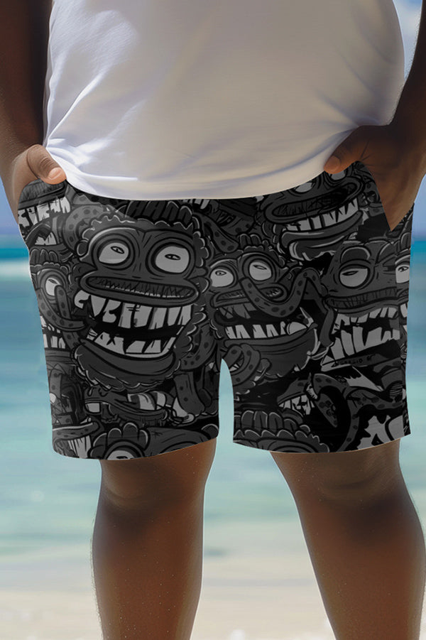 Unique Printed Loose Pocket Beach Shorts