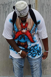 Men's Plus-size Loose T-shirt Spoof Funny Cartoon Character Prints