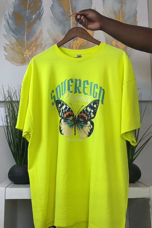 Loose Casual Plus Size Men's T-shirt Butterfly Print