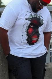 Loose Casual Plus Size Men's T-Shirt with Horror Devil Print