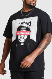 Loose Casual Plus-size Men's Vintage T-shirt Notorious Big Head Print