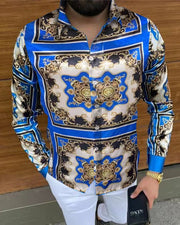 Hawaiian Beach Vacation Men's Long Sleeve Shirt - Baroque Court Prints