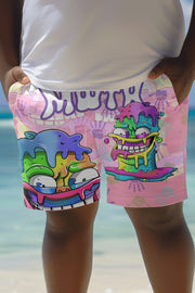 Unique Printed Loose Pocket Beach Shorts