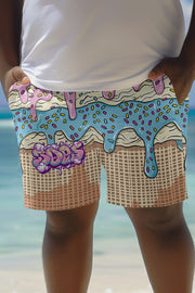 Unique Printed Loose Pocket Beach Shorts