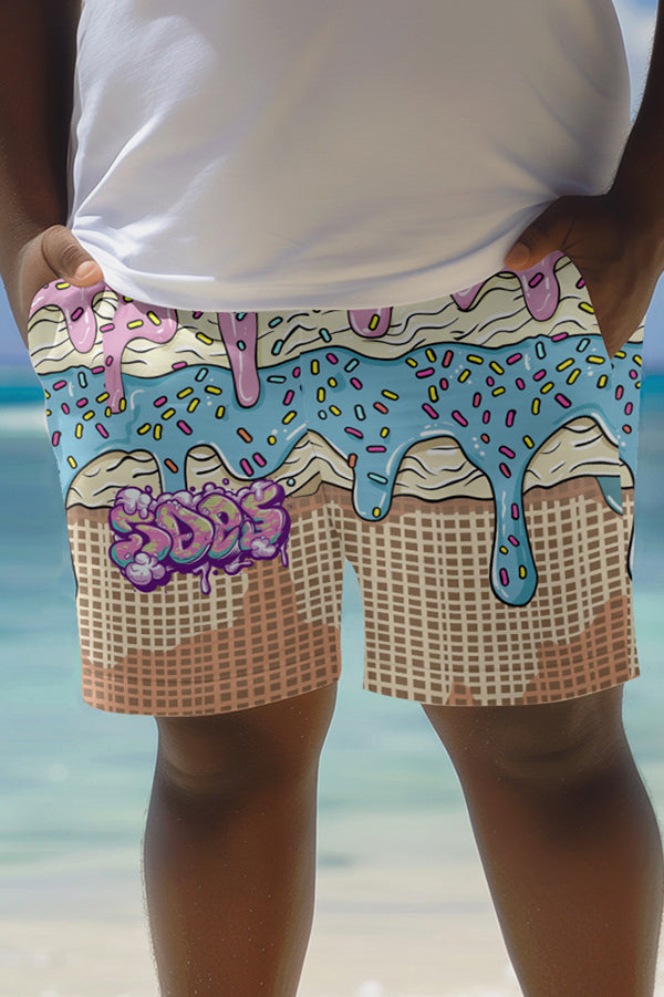 Unique Printed Loose Pocket Beach Shorts