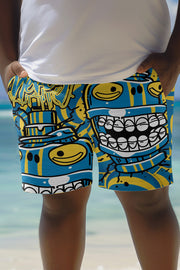 Unique Printed Loose Pocket Beach Shorts