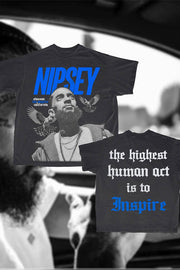 Plus Size Men's Loose Casual T-Shirt with Super Basketball Star Nipsey Hussle Portrait Print