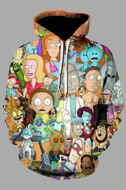 Street 3D Digital Cool Rick and Morty Printed Hooded Sweatshirt