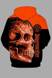 Street 3D Skull Printed Hooded Sweatshirt