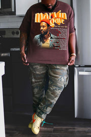 Plus-size Men's Loose Casual Printed T-shirt Superstar Marvin Gaye