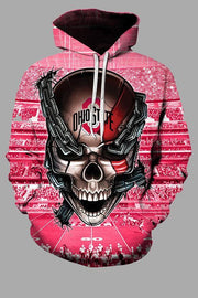 Street 3D Skull Printed Hooded Sweatshirt