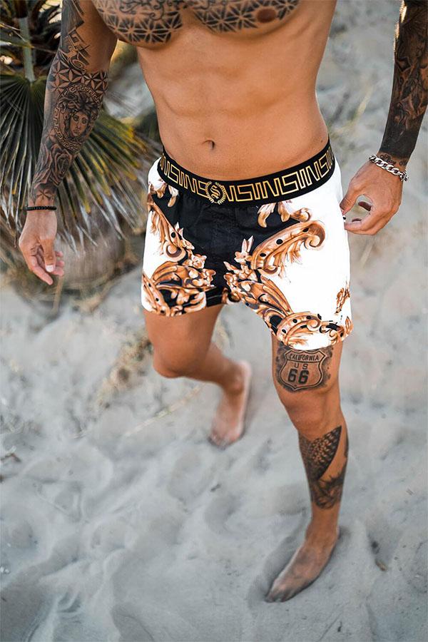 Hawaiian Casual Loose Straight Beach Shorts-Golden Leaf