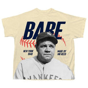 Plus-size Men's Loose Casual Printed T-shirt Baseball Player Star Babe Ruth