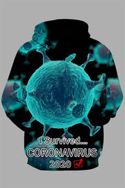 3D Green  Digital Covid-19 Virus   Printed Hooded Sweatshirt