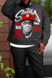 Plus-size Men's Loose Casual Printed Sweatshirts Baseball Player Star Jackie Robinson