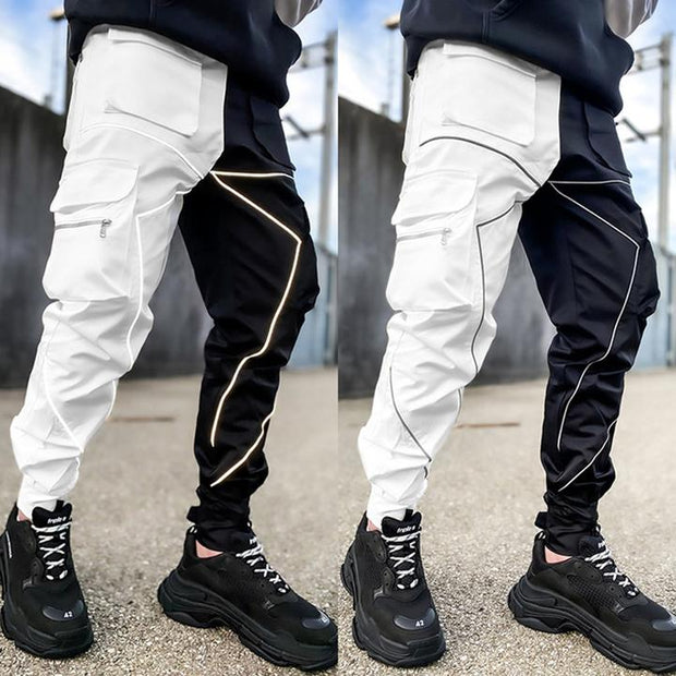 Loose Drawstring Reflective Cargo Joggers Sports Pants