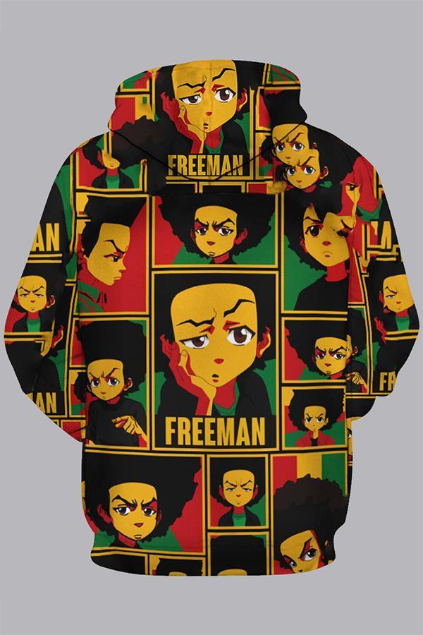 3D Multicolor Digital  Cartoon Printed Hooded Sweatshirt