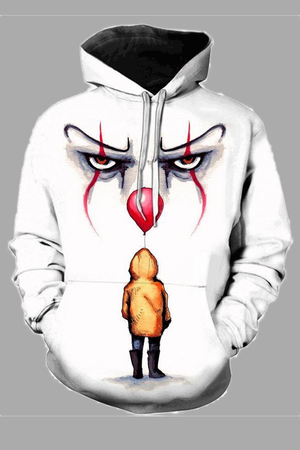 Street 3D Joker Printed Hooded Sweatshirt