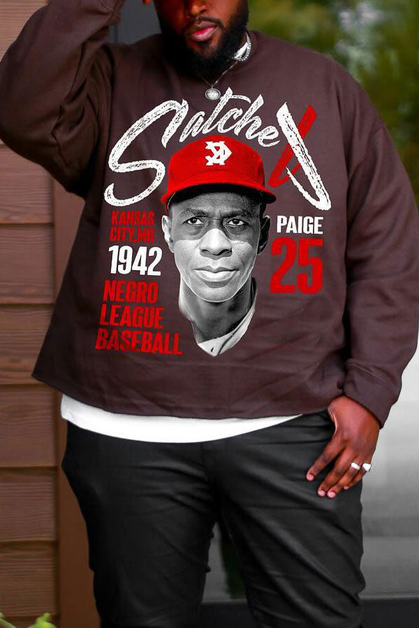 Plus-size Men's Loose Casual Printed Sweatshirts Baseball Player Star Jackie Robinson