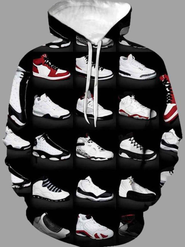 Street Hooded Collar Print  Hoodie