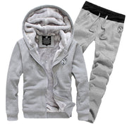 Trendy Hooded Collar Drawstring Men Two Piece Pants Set