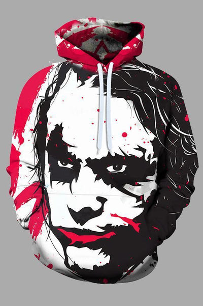 Street 3D Joker Printed Hooded Sweatshirt