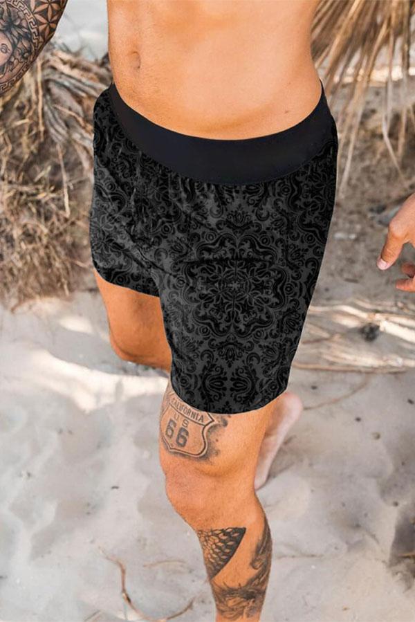 Hawaiian Casual Loose Straight Beach Shorts-Black