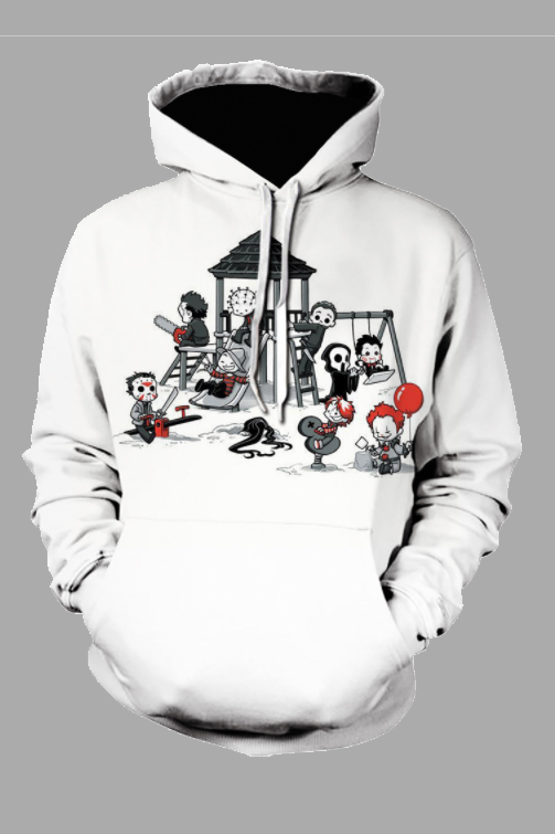 Street 3D White  Digital  Rick and Morty Printed Hooded Sweatshirt