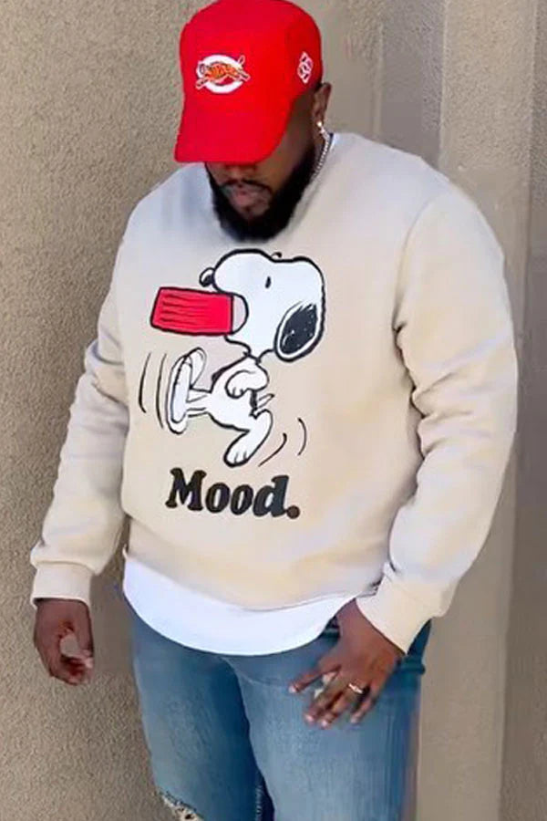 Loose Casual Men's Plus-size Vintage Sweatshirts Print