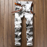 Printed Slacks White Floral Pants Skinny Jeans